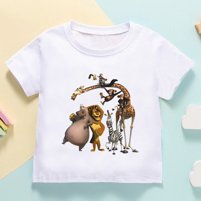 Baby Products Store - Kaus anak-anak motif jerapah singa Madagaskar